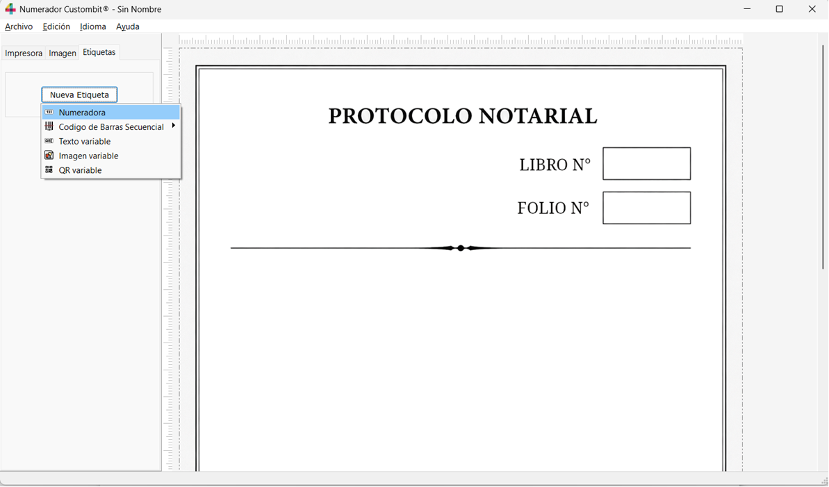 Selección de una etiqueta numeradora